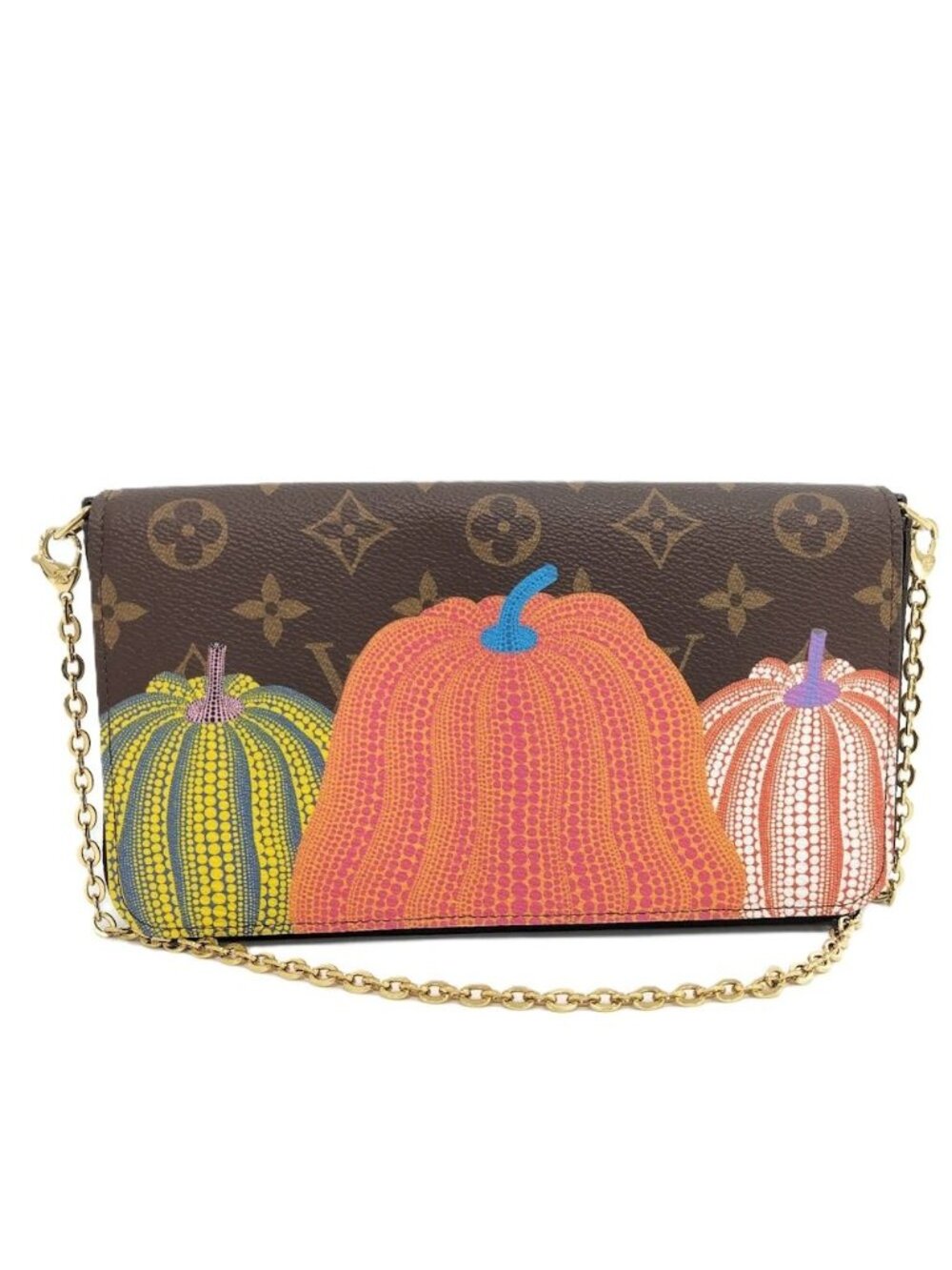 Louis Vuitton Chain Shoulder Bag LV Yk Yayoi Kusama Pochette Felicie Monogram